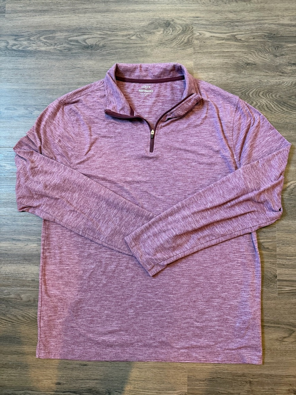 J Crew Factory 1/4 Zip Pullover Men's Large Red Maroon Performance Stretch Mock
